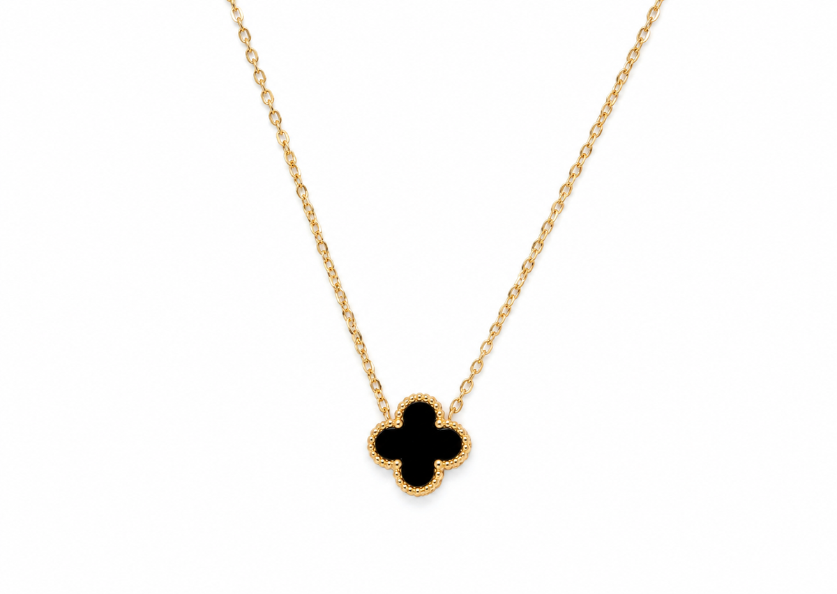 Black Clover Necklace Set with Stud