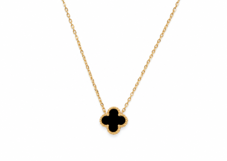 Black Clover Necklace Set with Stud