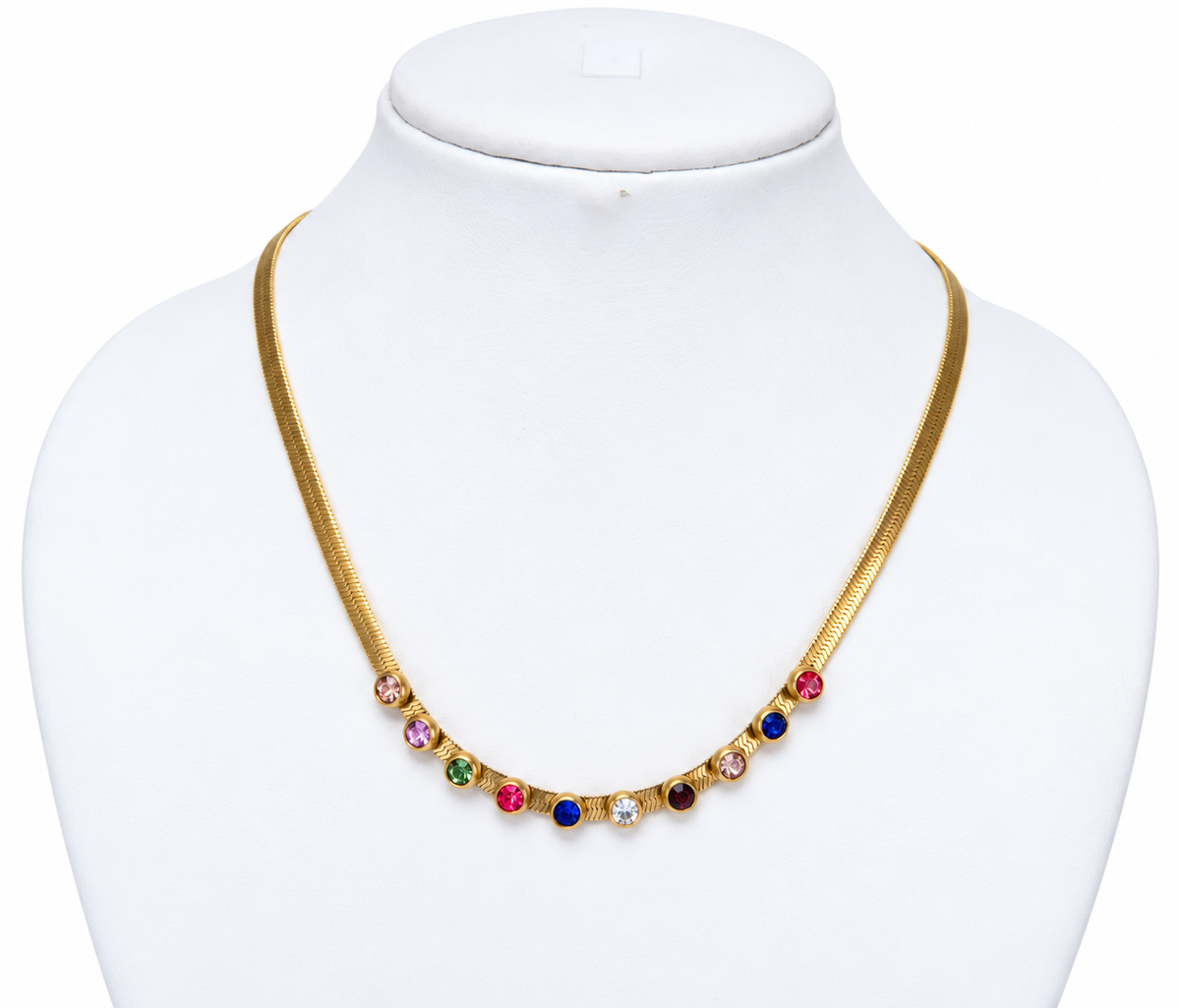 Multicolour Crystal Snake Chain Necklace