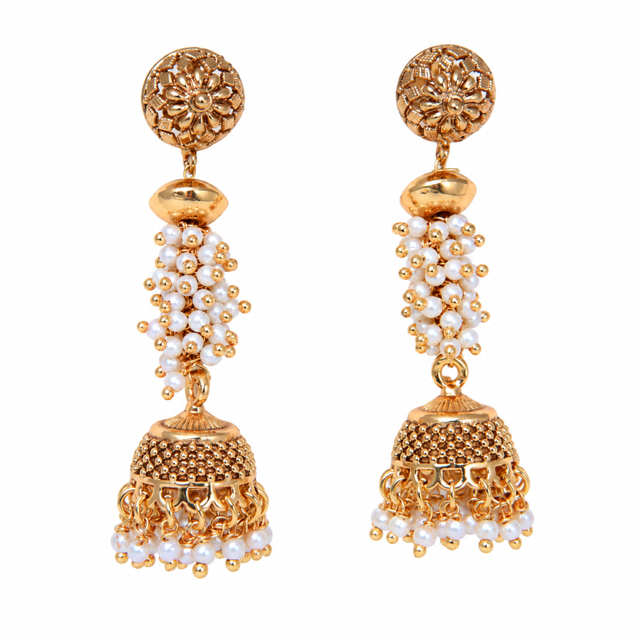 Gold Plated Pearl Jhumka