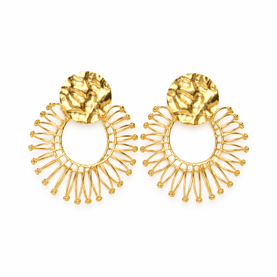 Golden Sunburst Statement Earrings