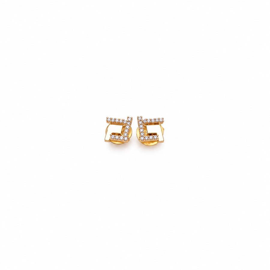 Rose Gold Crystal Geometric Stud Earrings