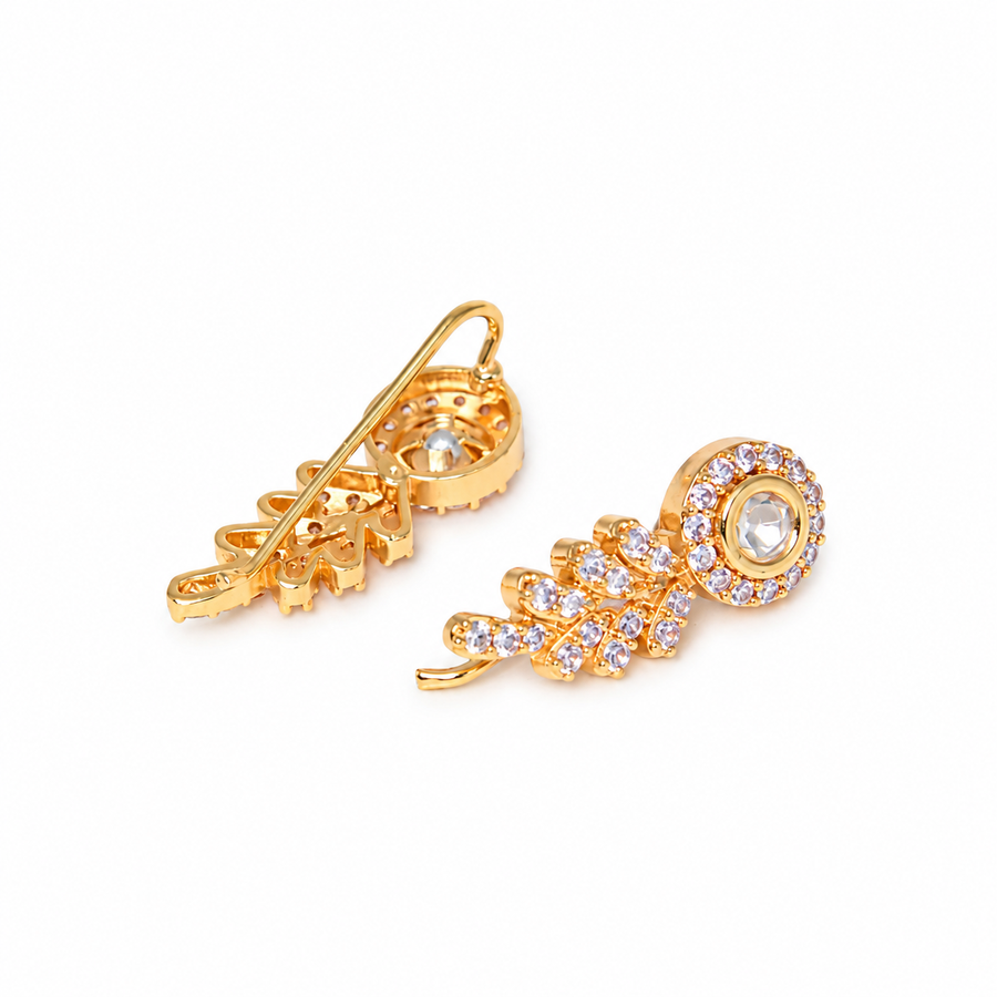 Gold Plated CZ Ear Cuff Earrings
