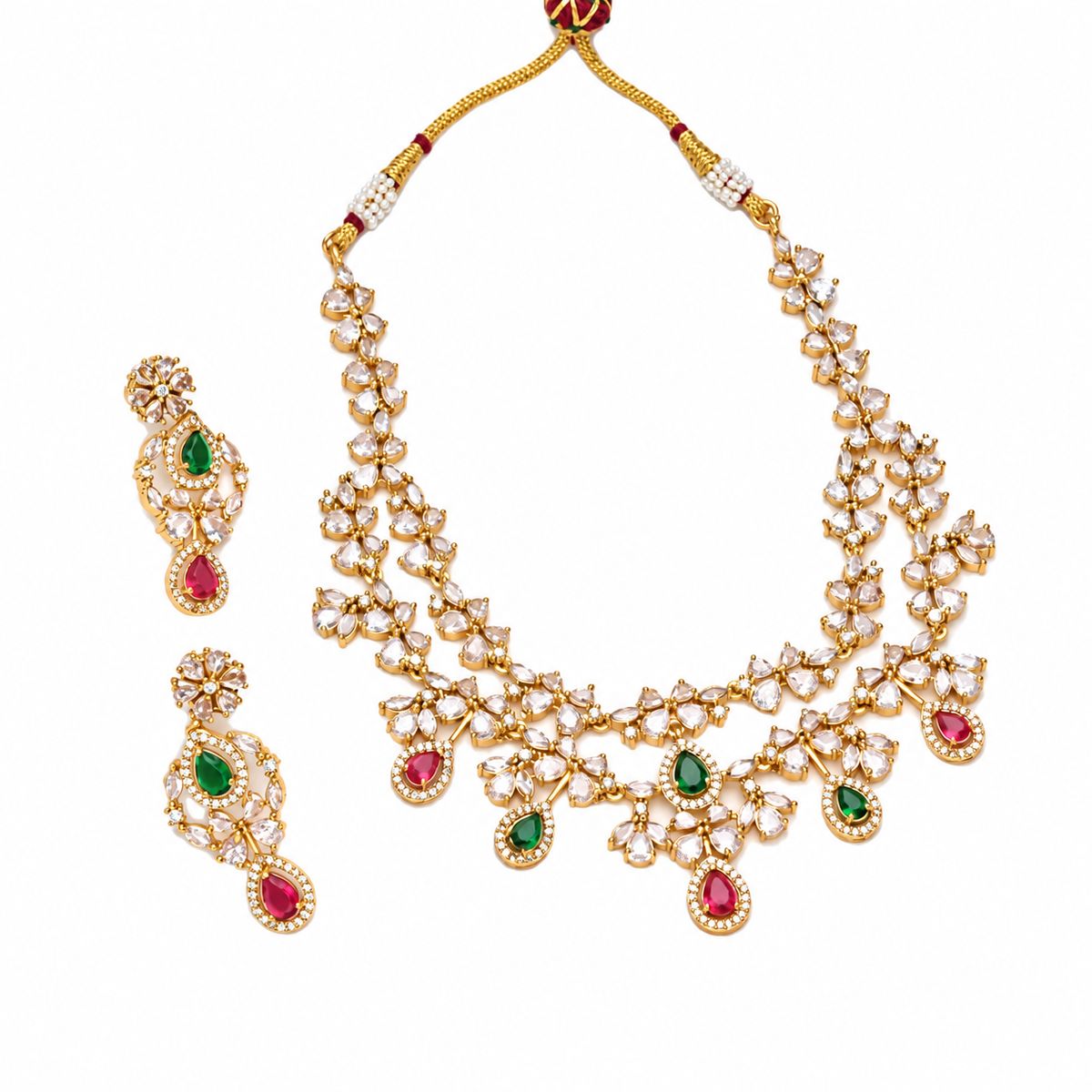 Emerald & Ruby AD Necklace Set