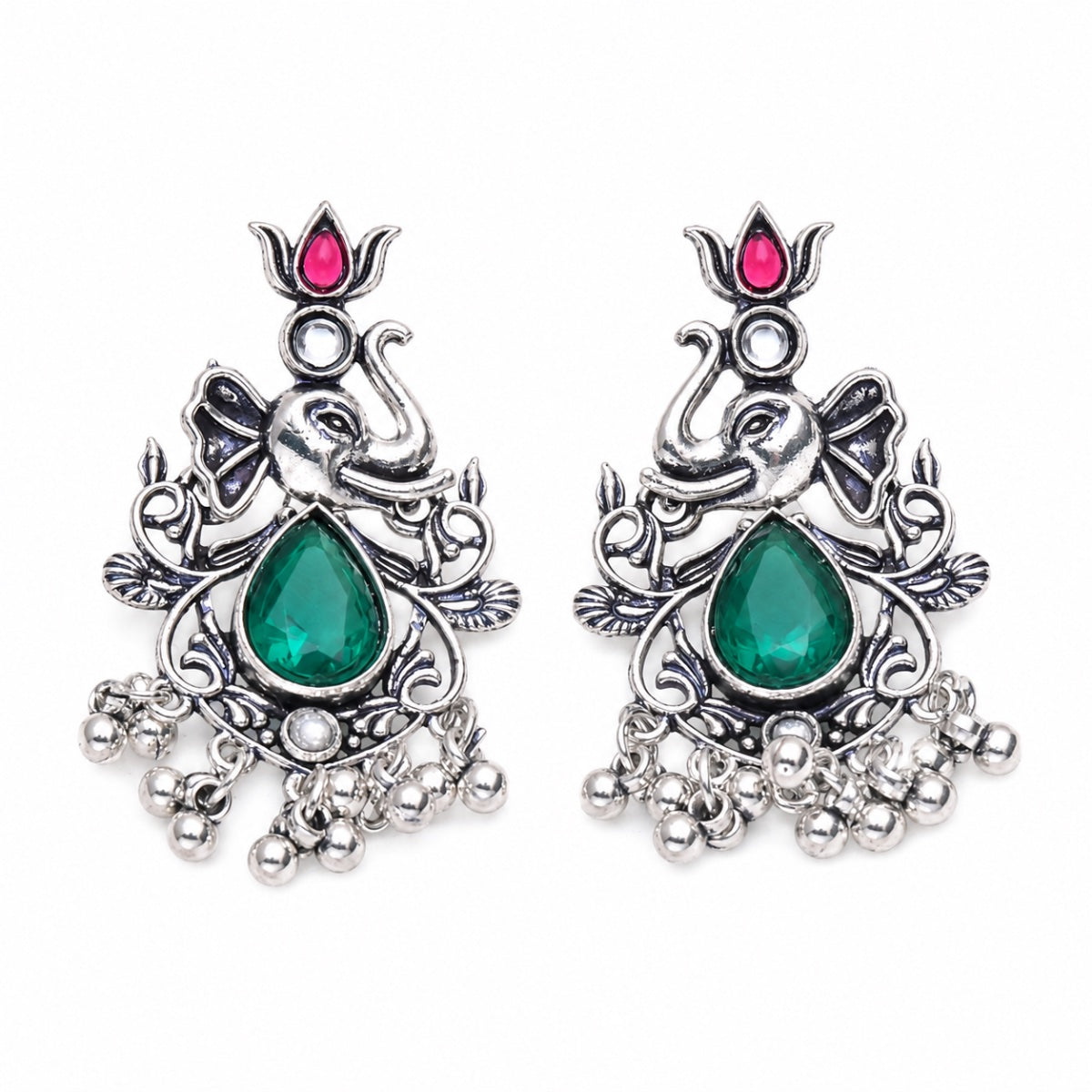 Ganesha Antique Silver Earrings