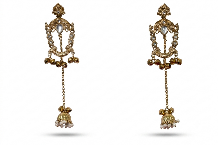 Pearl Drop Temple Earrings