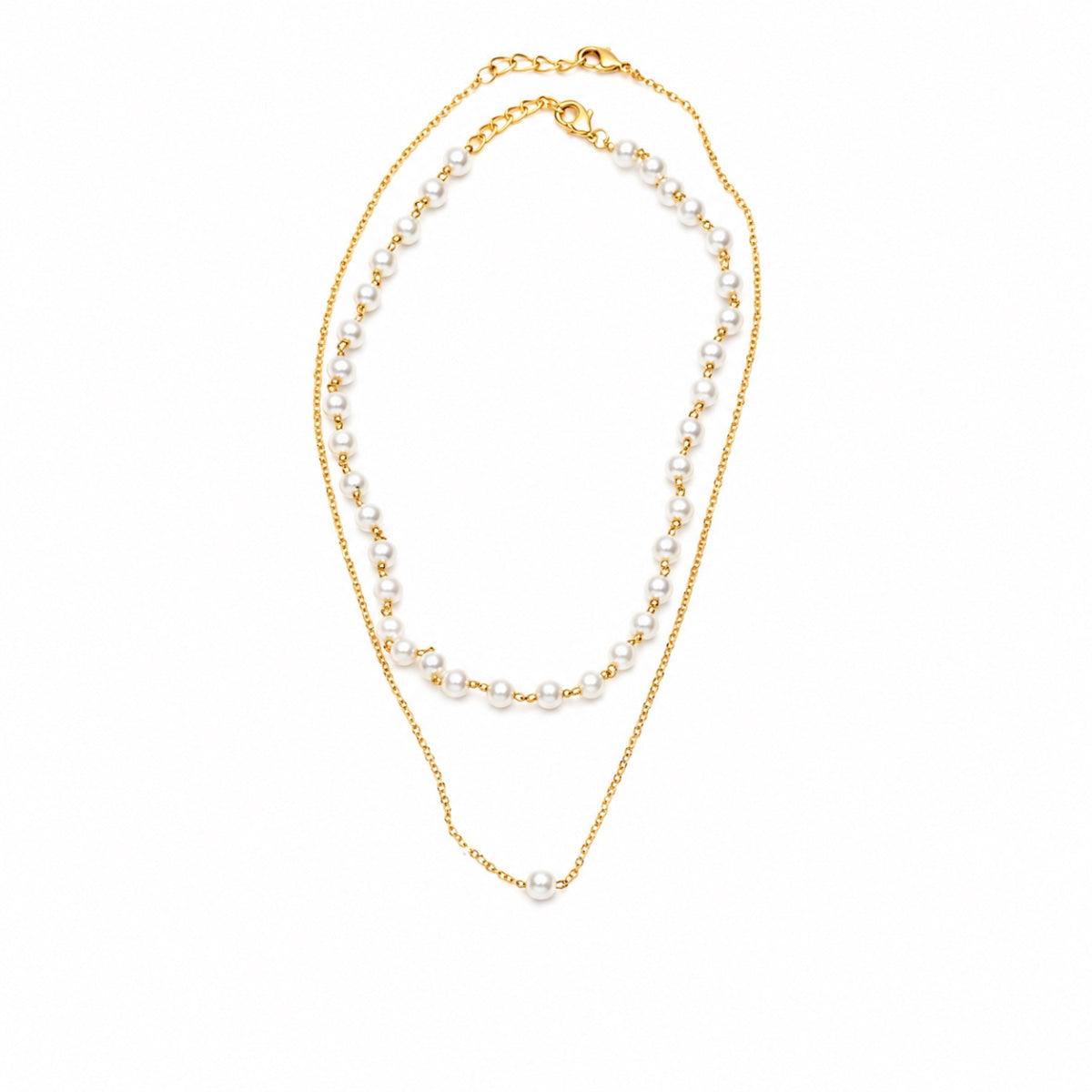 Pearl & Gold Double-Layer Necklace