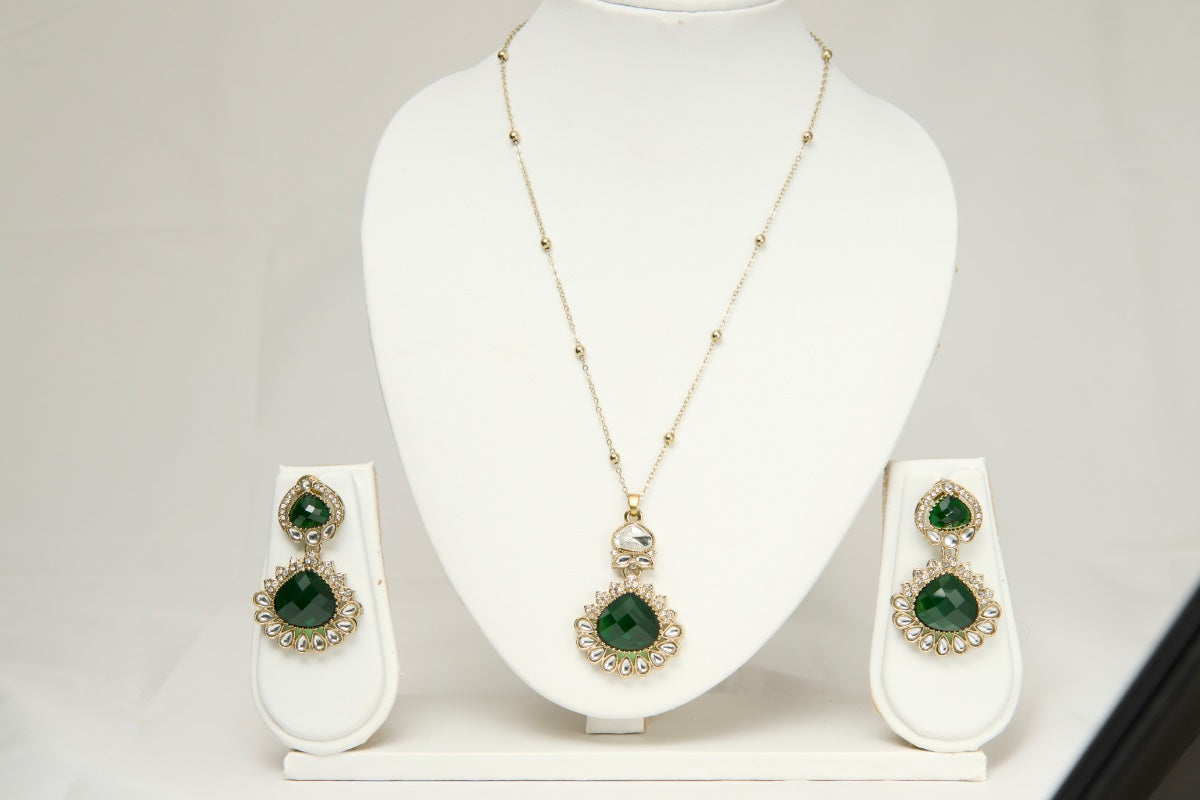 Crystal Pendant Set for Women - Green
