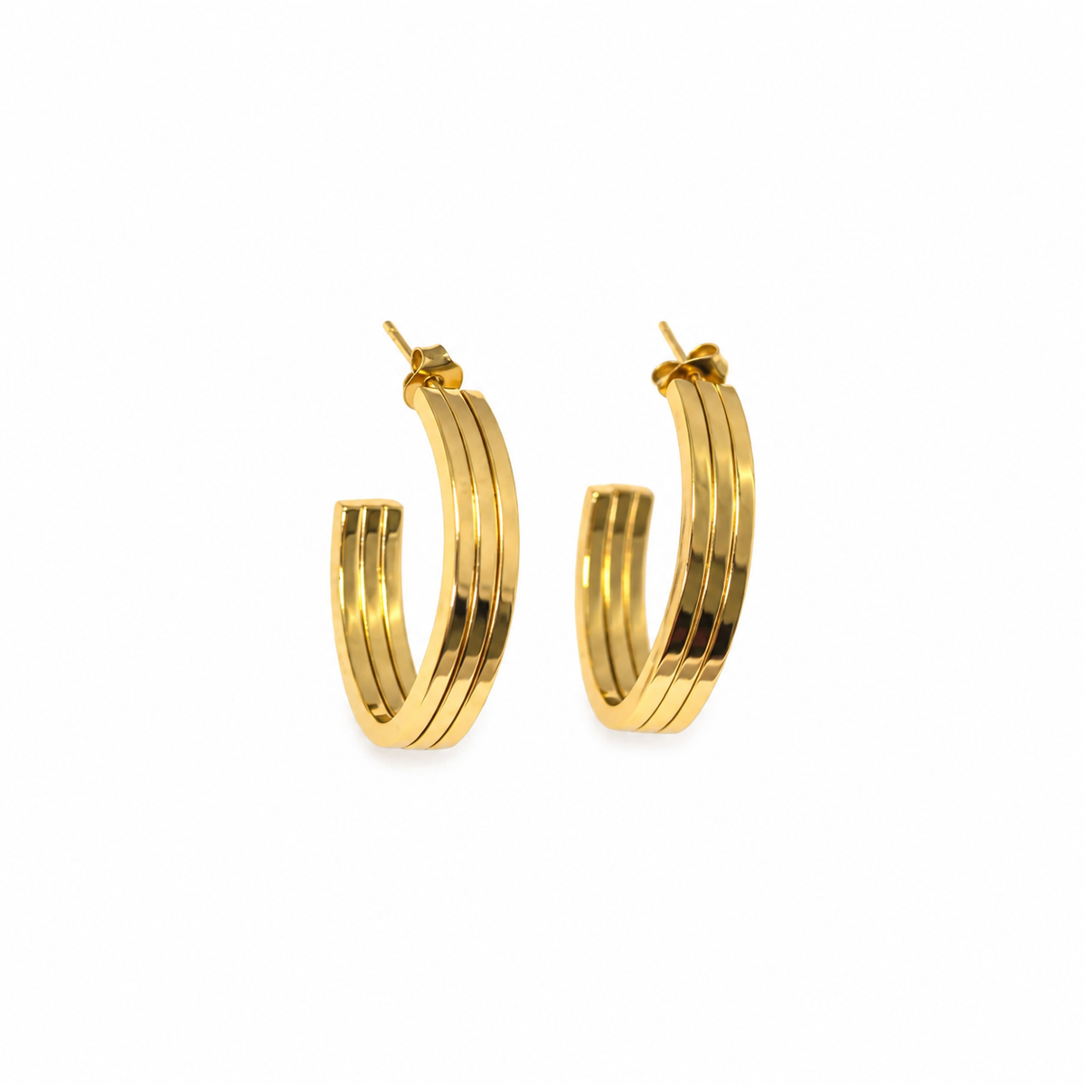 Gold-Tone Triple Layer Hoop Earrings