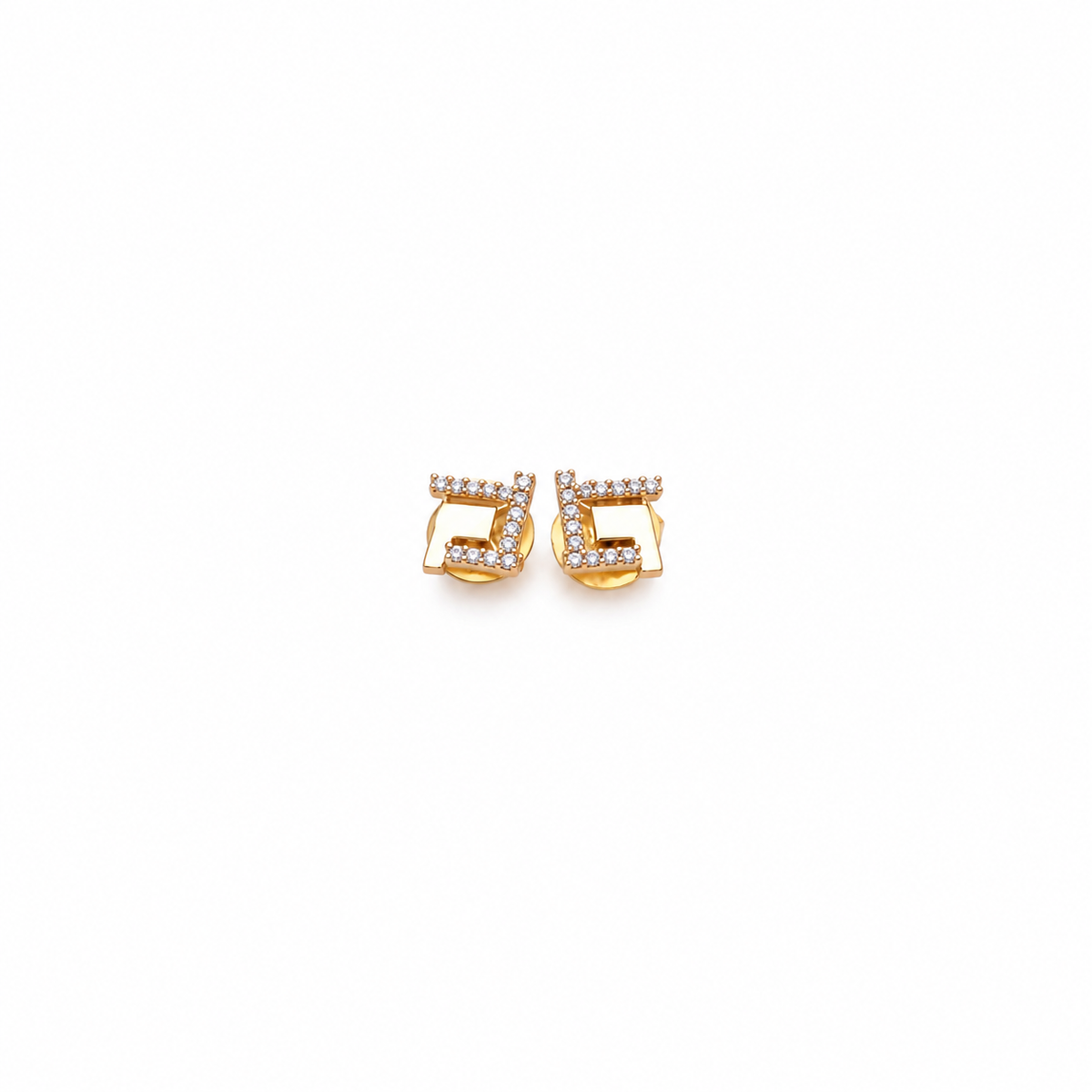 Rose Gold Crystal Geometric Stud Earrings