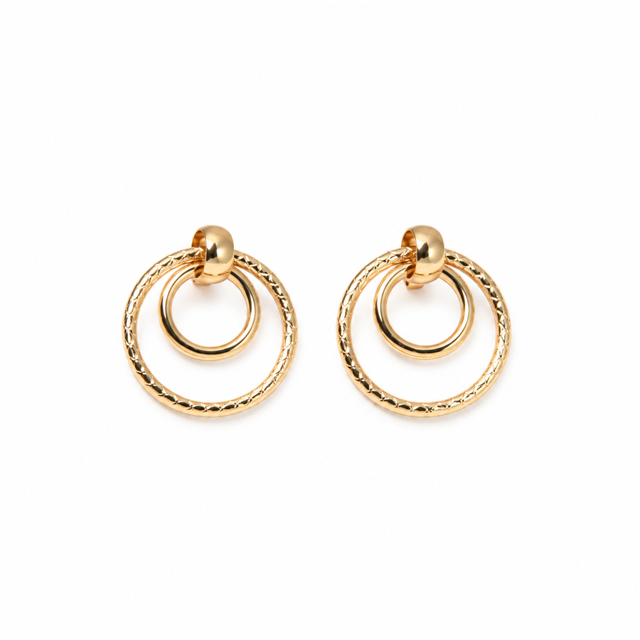 Double Circle Drop Earrings