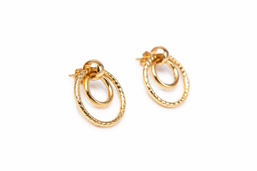 Double Circle Drop Earrings