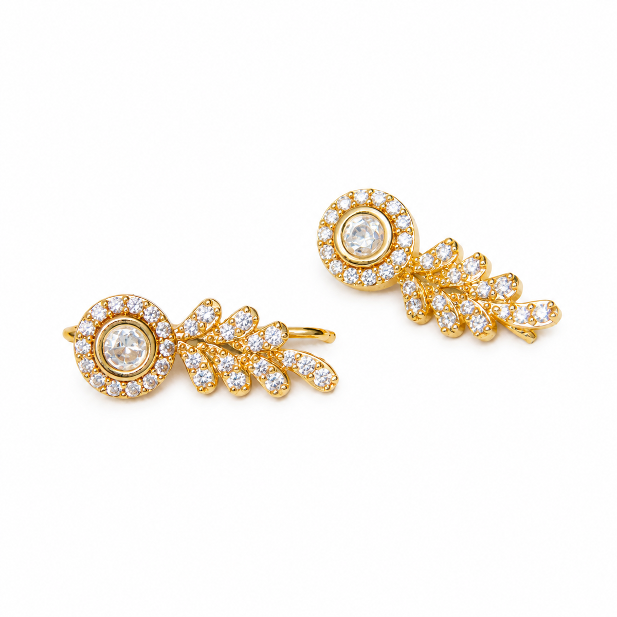 Gold Plated CZ Ear Cuff Earrings