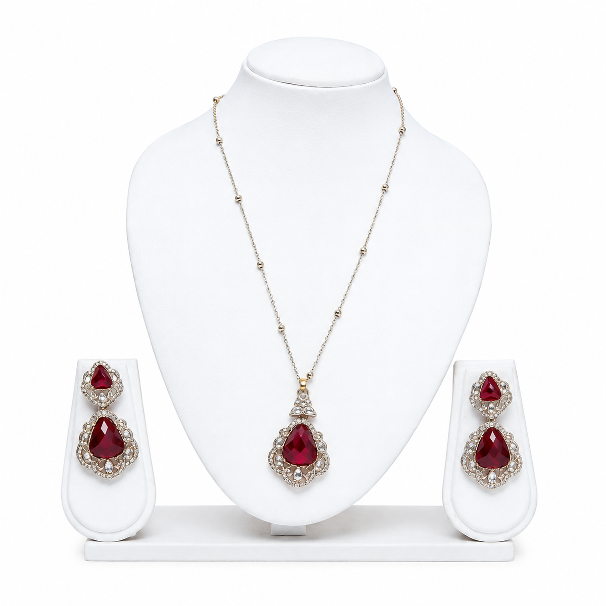 Crystal Pendant Set for Women - Ruby