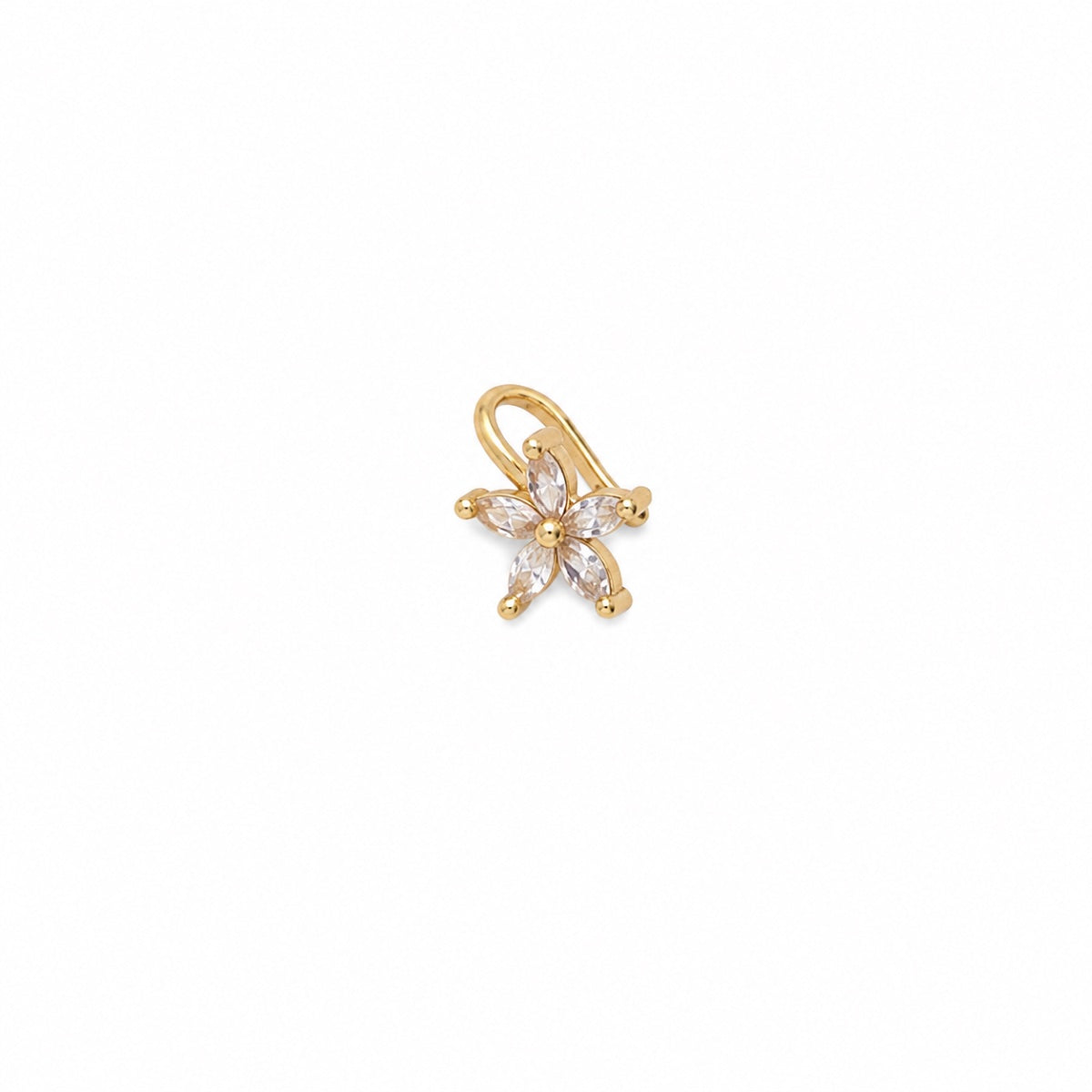 Golden Floral Crystal Nose Ring