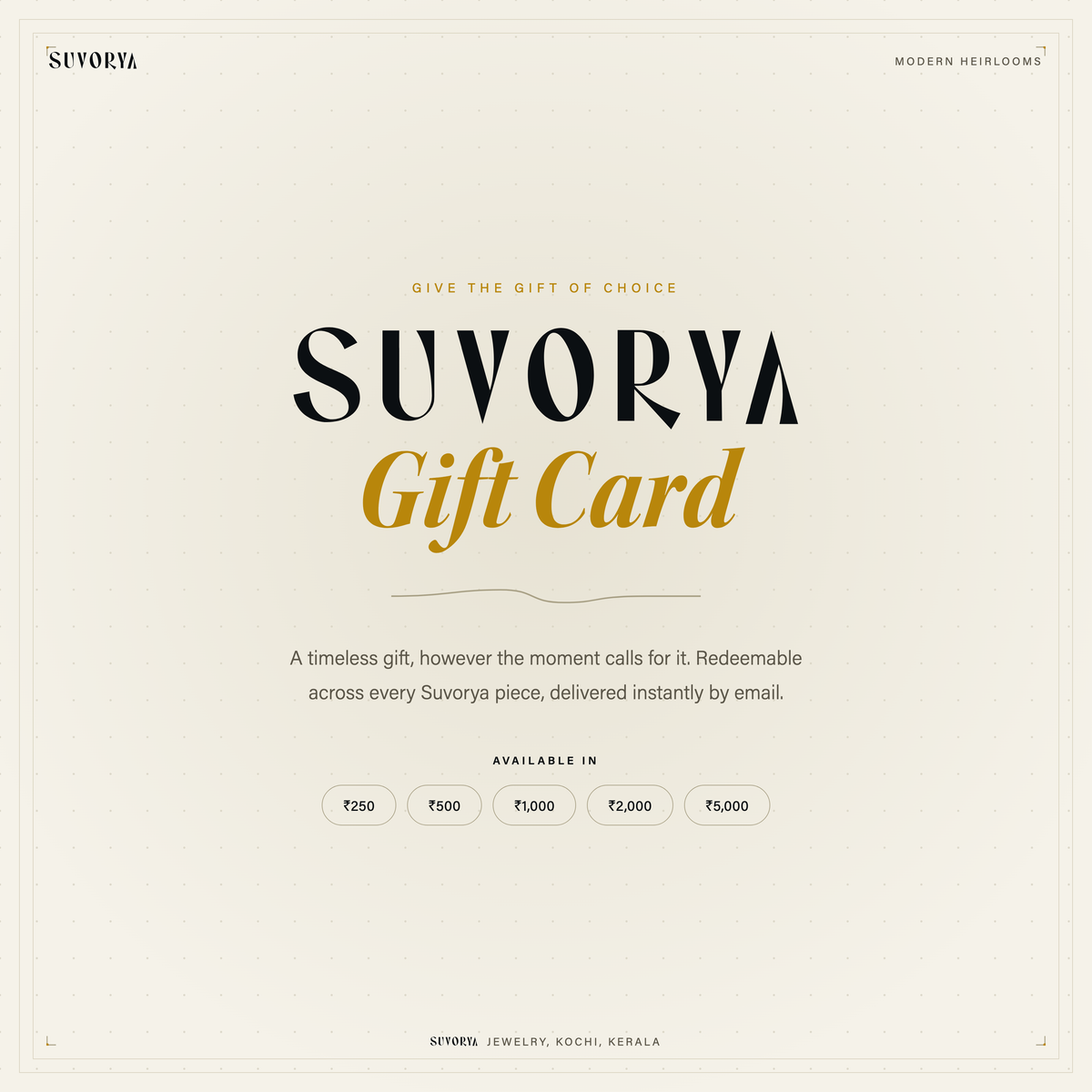 Suvorya Gift Card