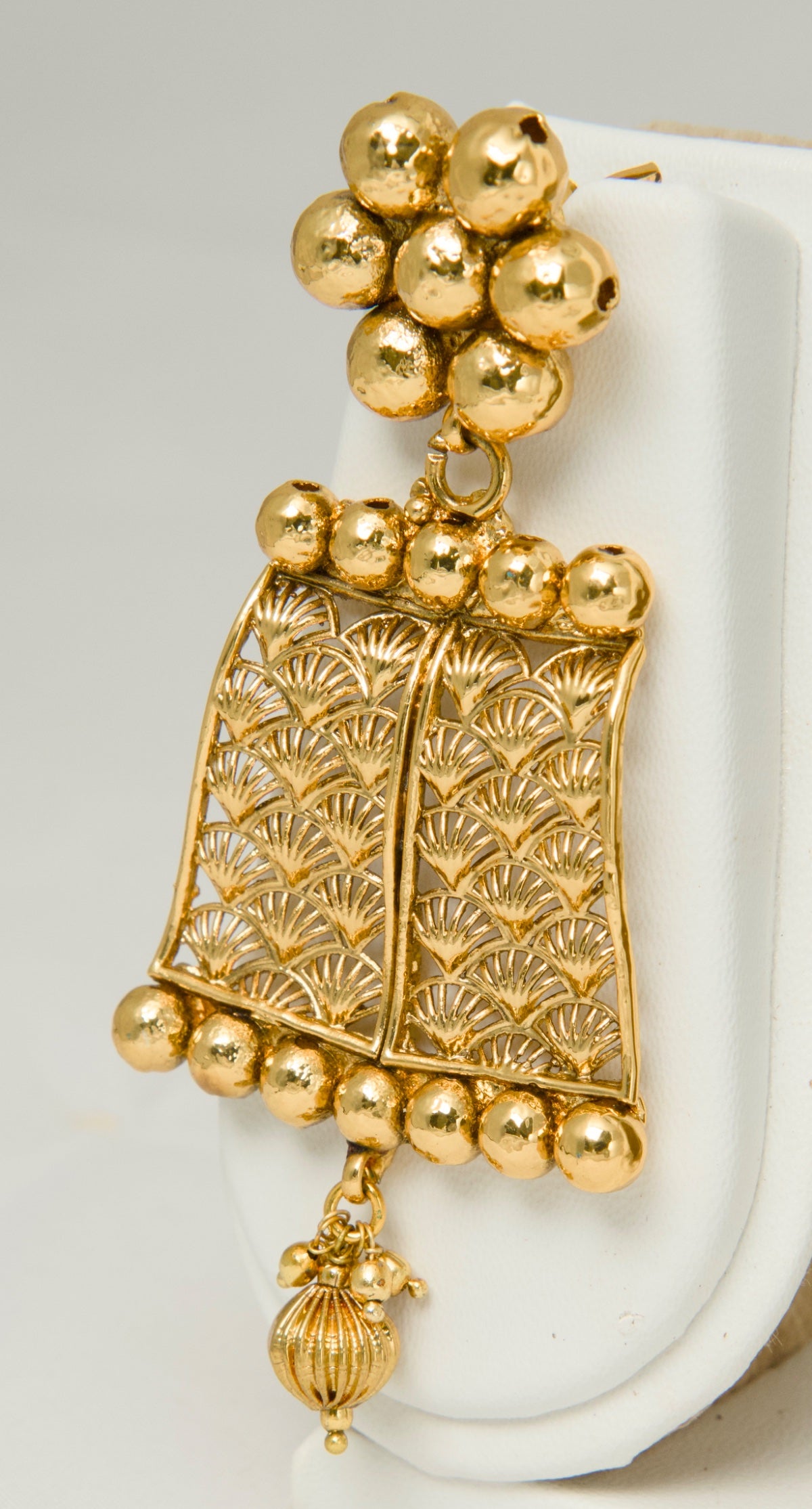 Traditional Gold Plated Temple Choker Necklace Set with Matching Long Earrings | Bridal Ethnic Jewelry