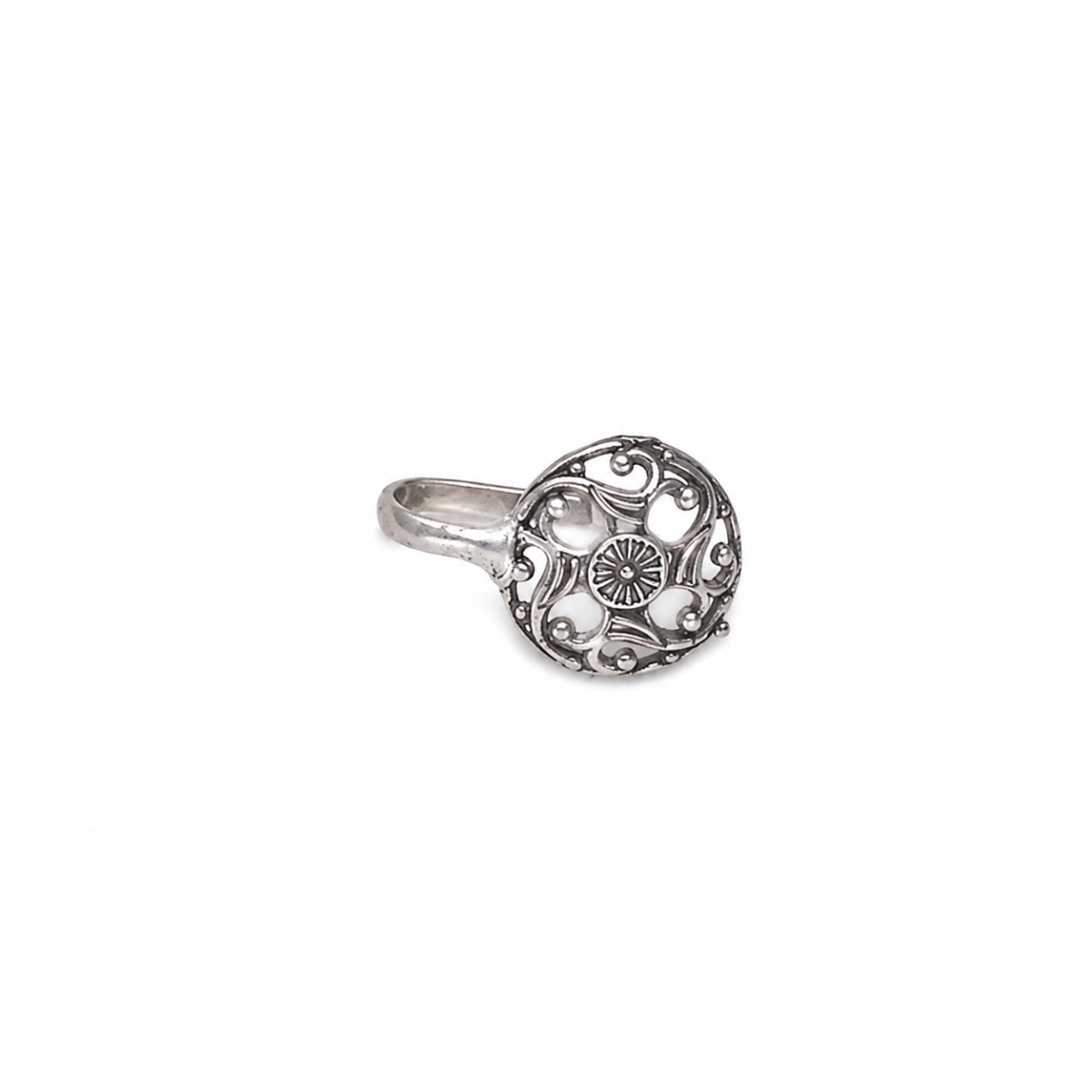 Antique Silver Filigree Floral Ring