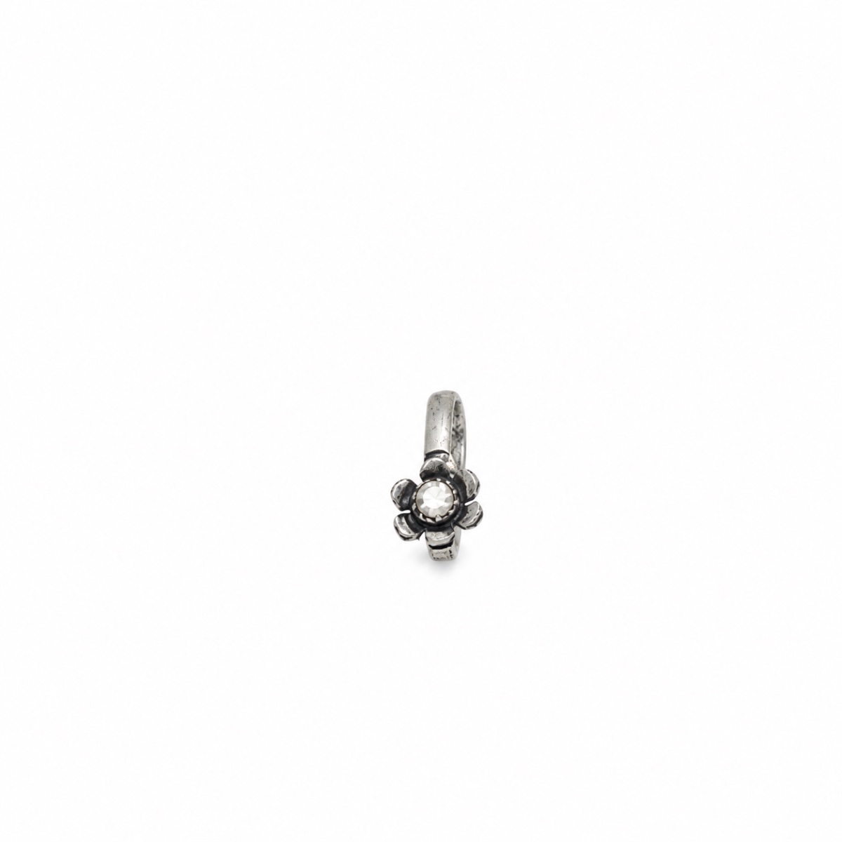 Antique Silver Floral Non-Piercing Nose Ring