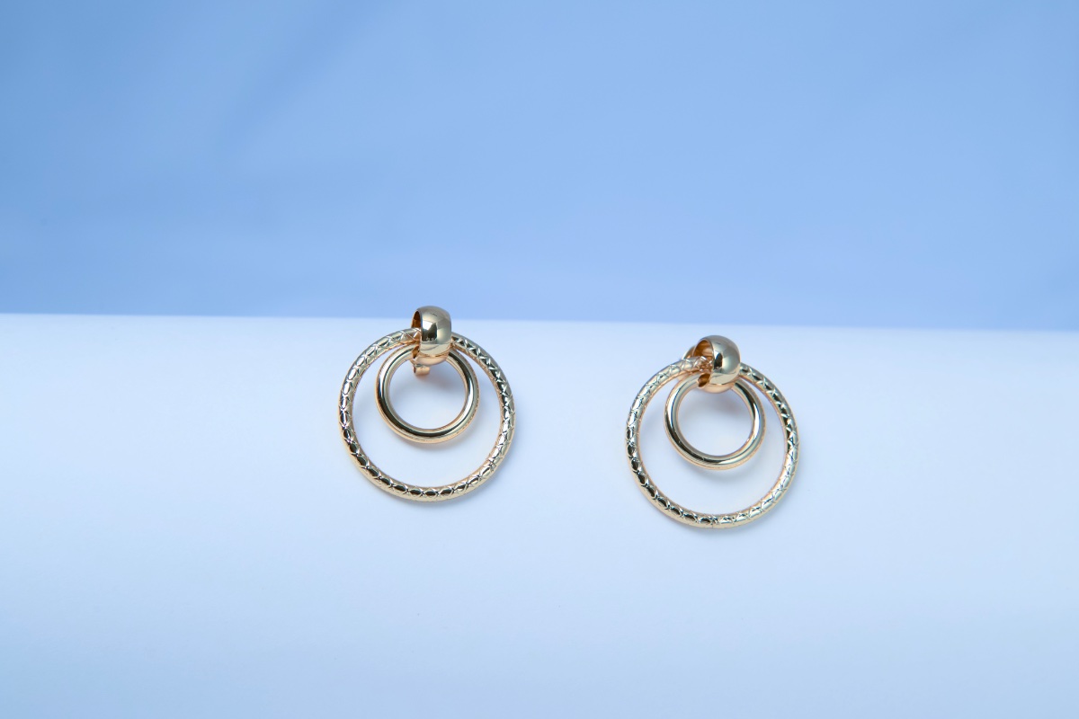 Double Circle Drop Earrings for Women | Geometric Hoop Dangle Earrings
