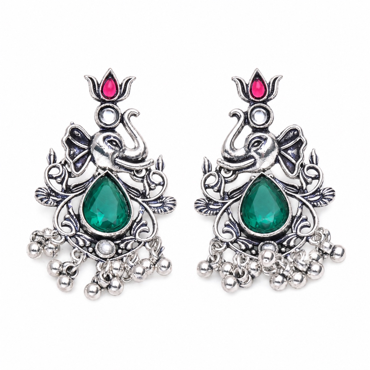 Ganesha Antique Silver Earrings