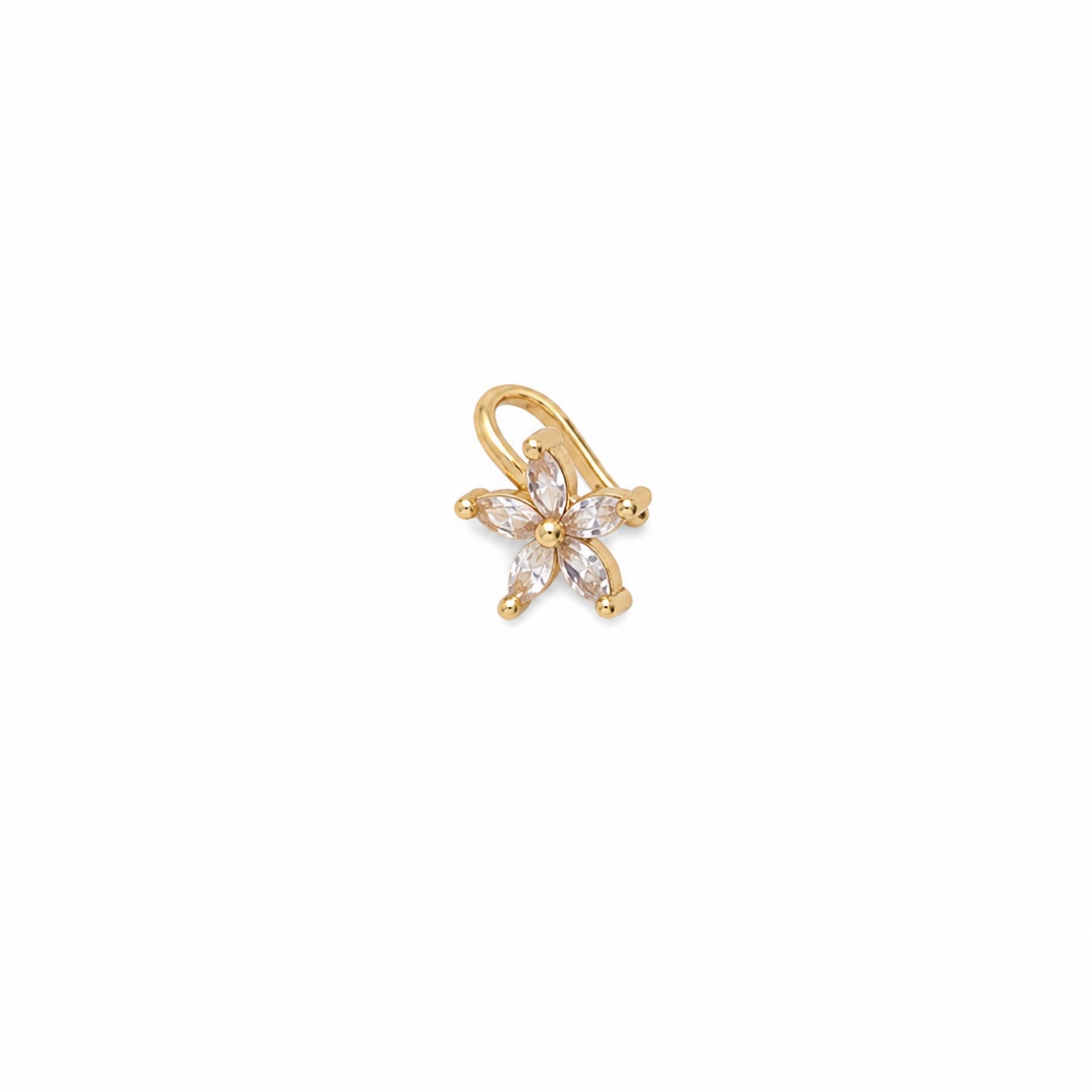 Golden Floral Crystal Nose Ring