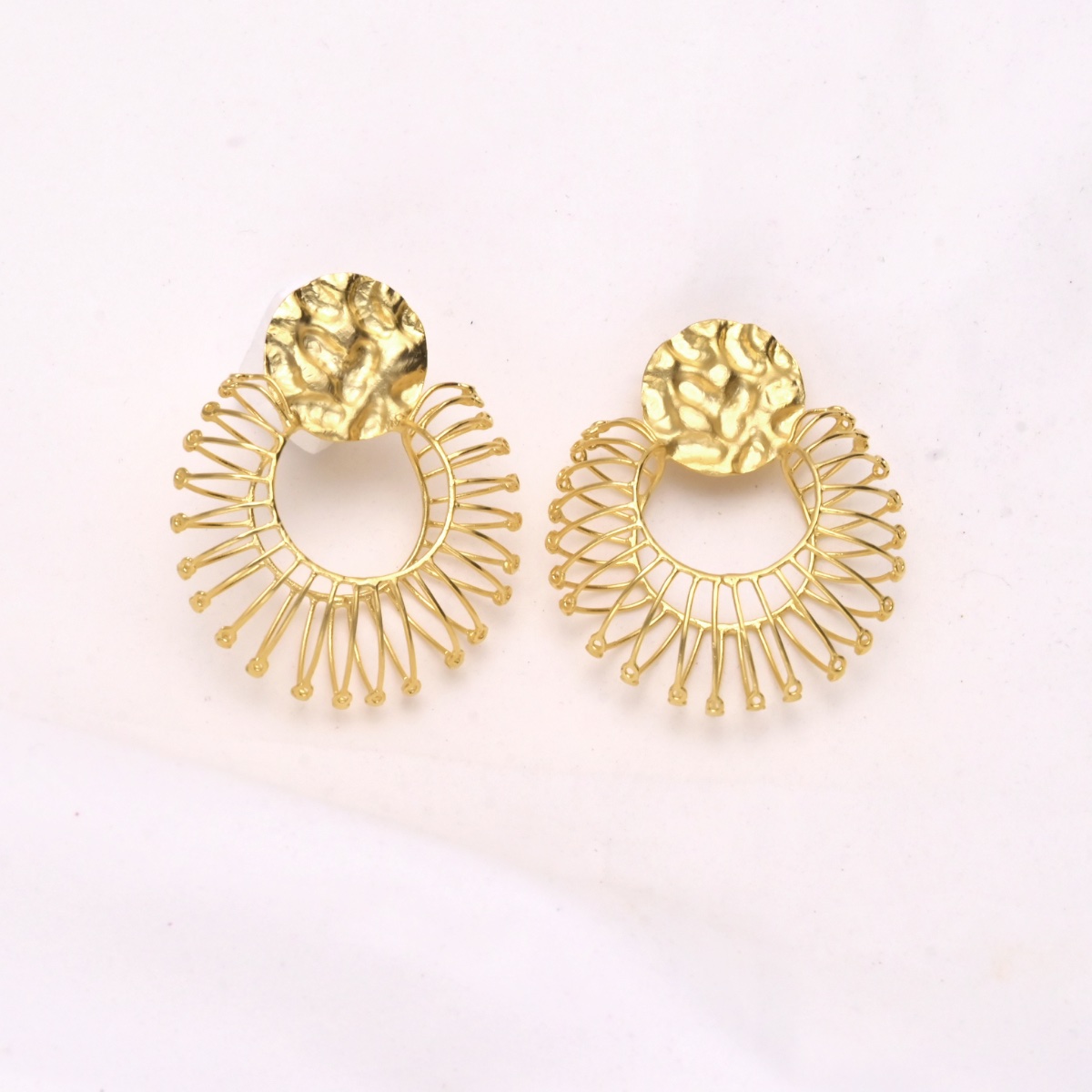 Golden Sunburst Statement Earrings