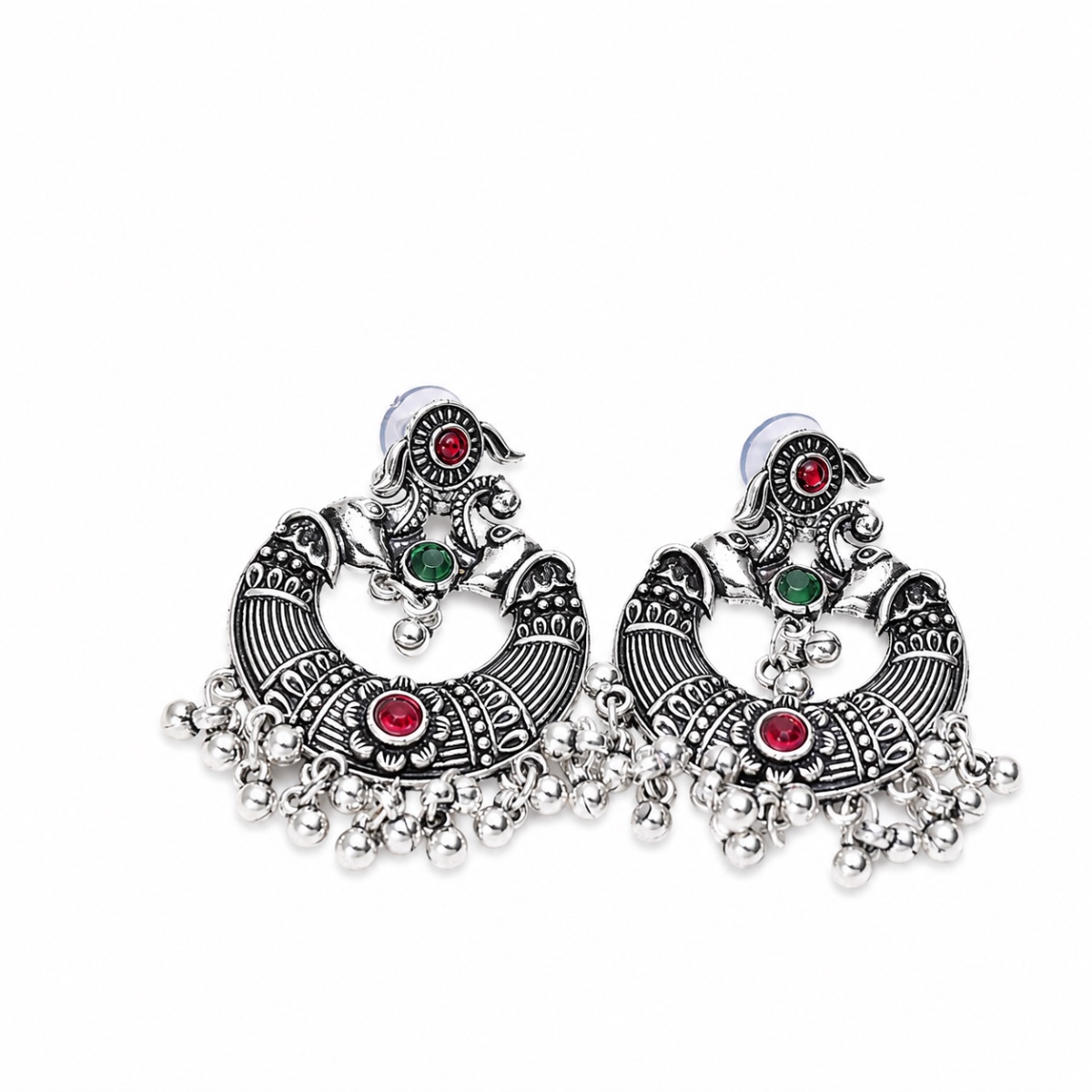 Oxidized Silver Chandbali Earrings