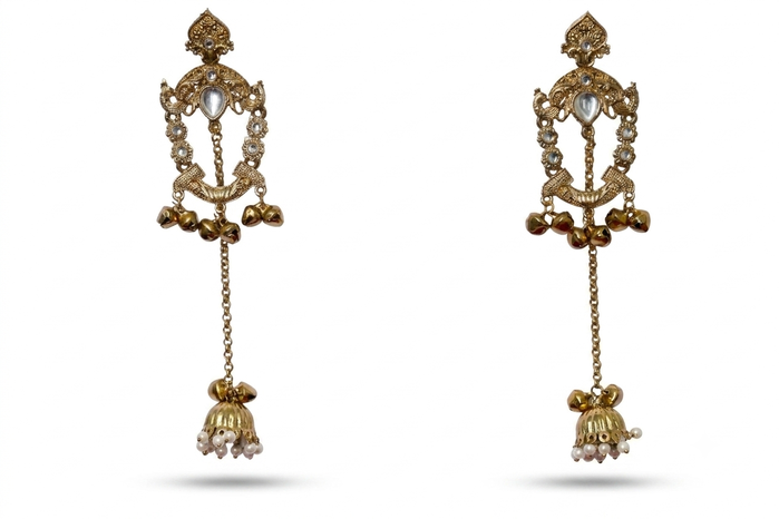 Pearl Drop Temple Earrings view 2