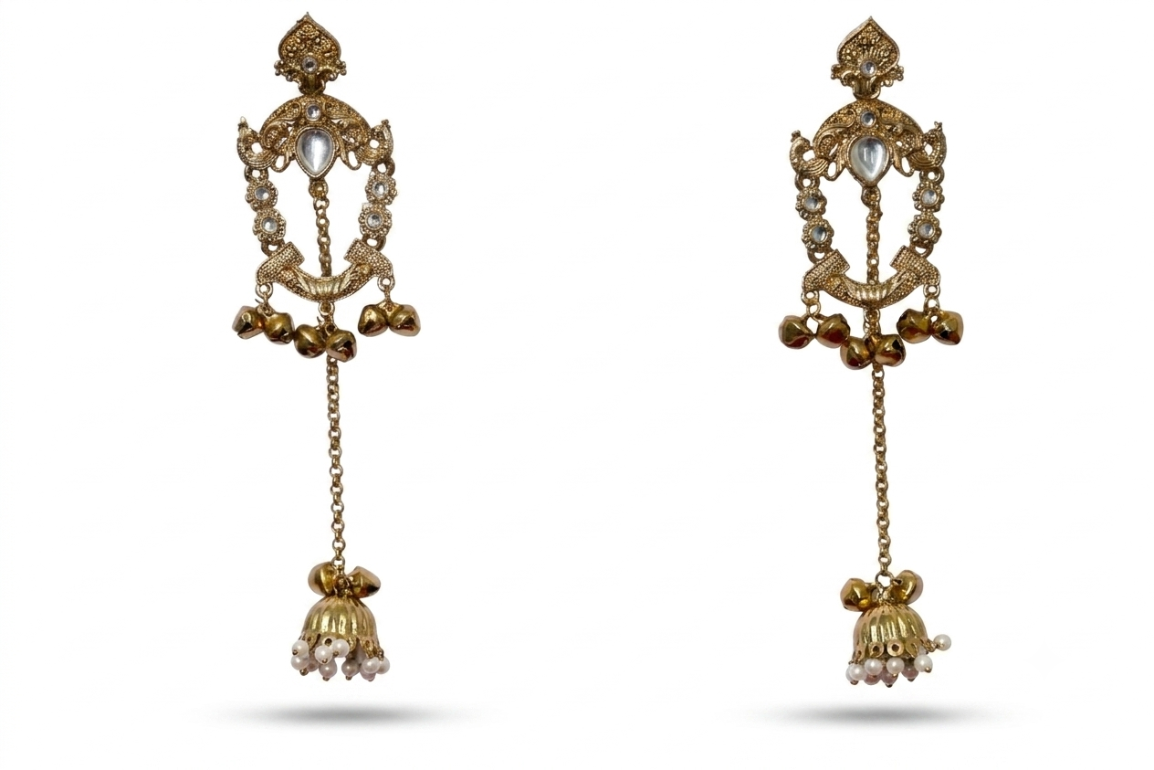 Pearl Drop Temple Earrings