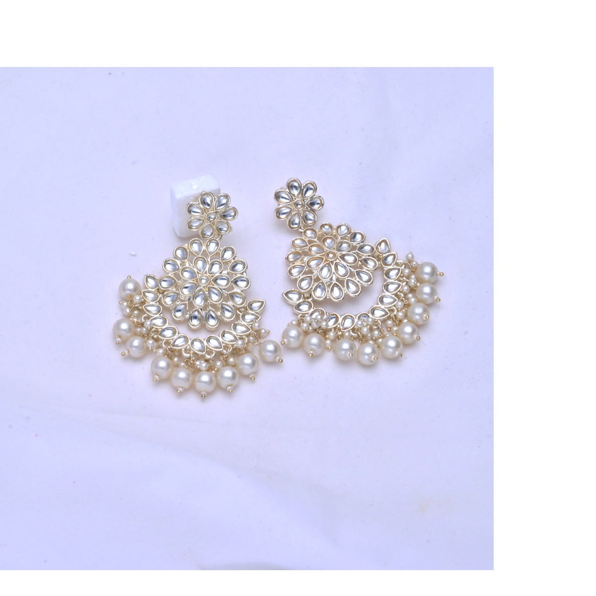 Pearl Floral Chandbali Earrings