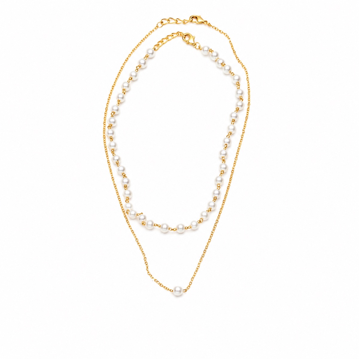 Pearl & Gold Double-Layer Necklace