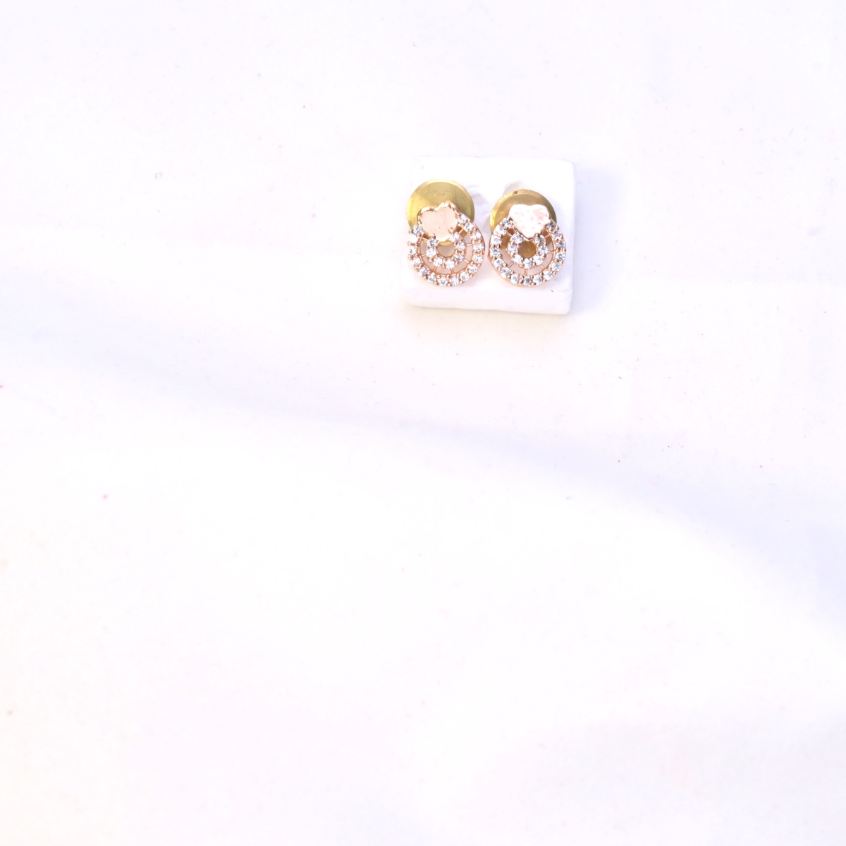 Rose Gold Crystal Double Circle Stud Earrings