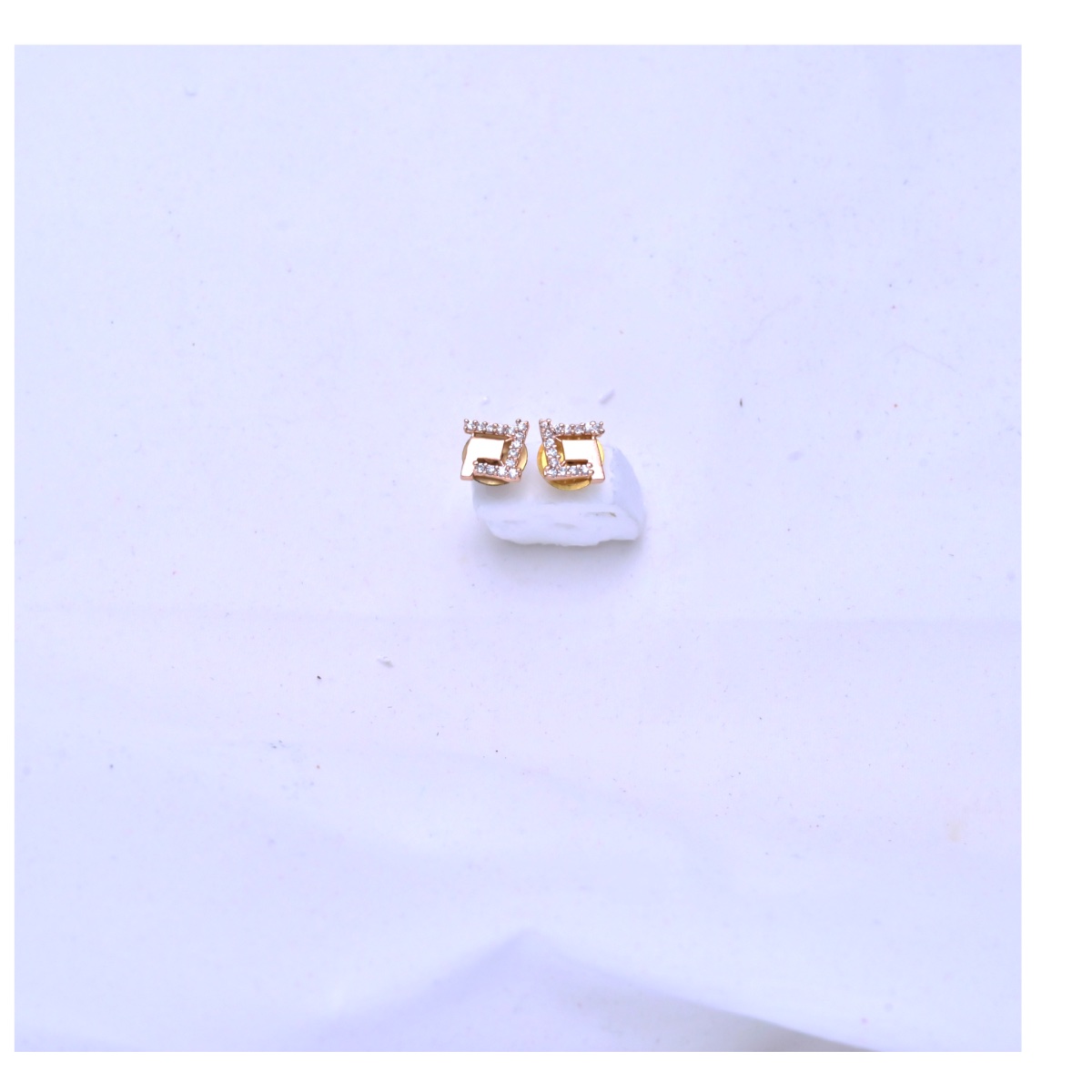 Rose Gold Crystal Geometric Stud Earrings